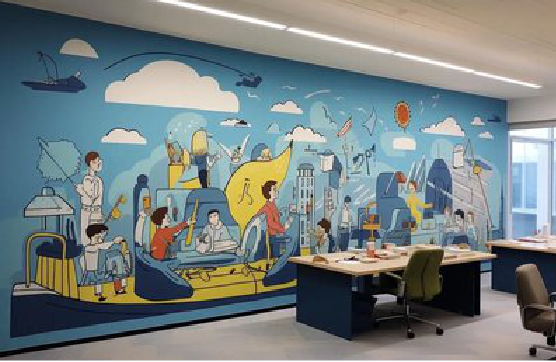 东至办公室墙绘的特点。