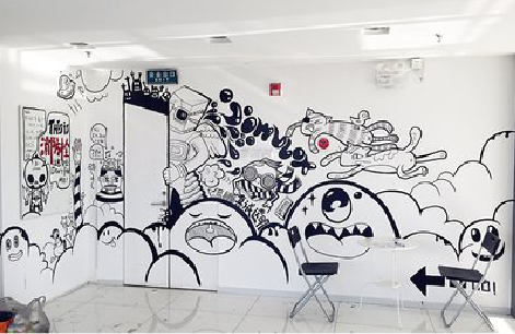 东至手绘墙并非传统涂鸦。